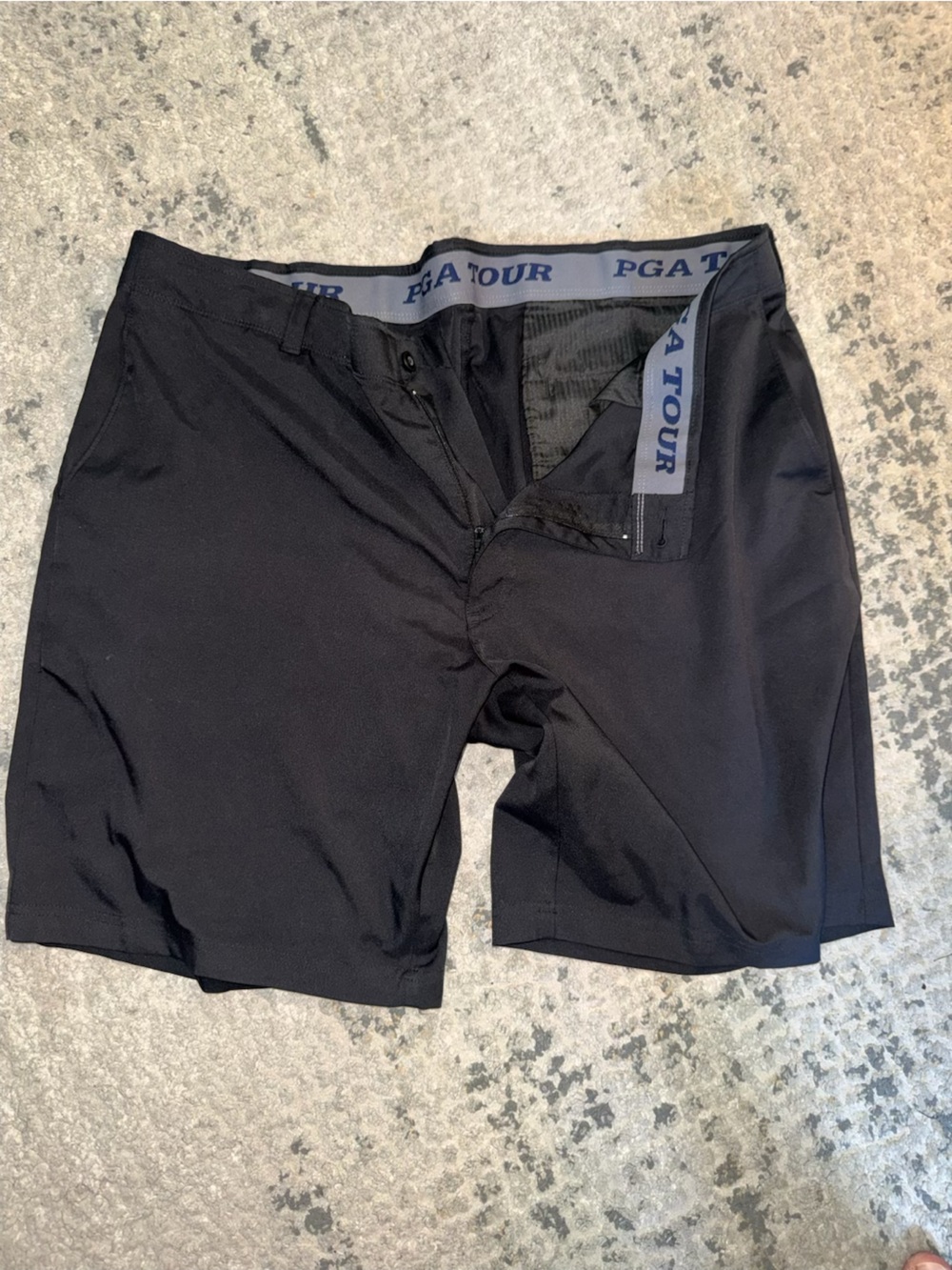 PGA Tour Black Golf Shorts with Branded Waistband